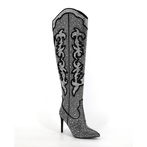 INC International Concepts Shoes - I.N.C. International Concepts Women Black Crystal Over-the-knee Boots Size 5.5M